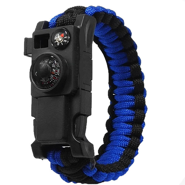 Bracelet de survie multi-outils pour le camping en plein air en paracorde - Noir et bleu royal - image 0