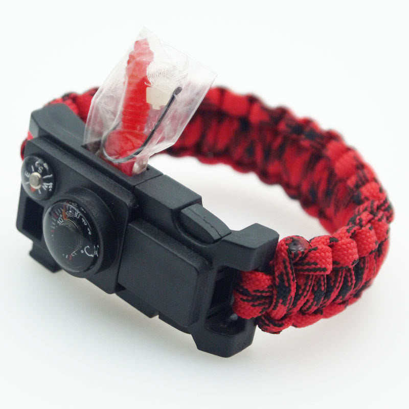 Bracelet de survie multi-outils pour le camping en plein air en paracorde - Camouflage rouge - image 6