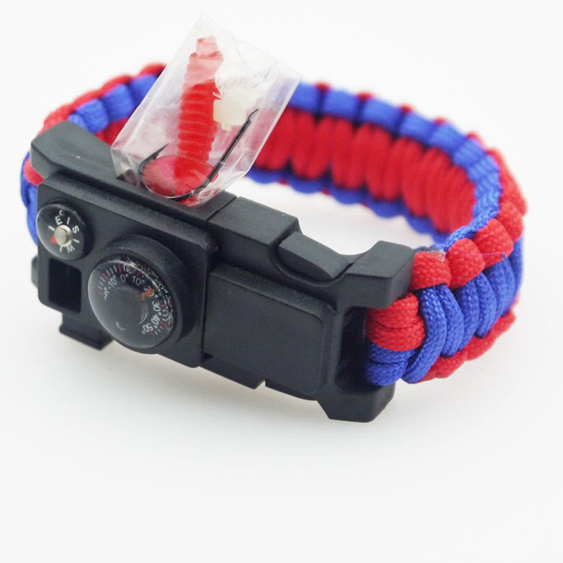 Bracelet de survie multi-outils pour le camping en plein air en paracorde - Camouflage rouge et bleu - image 7