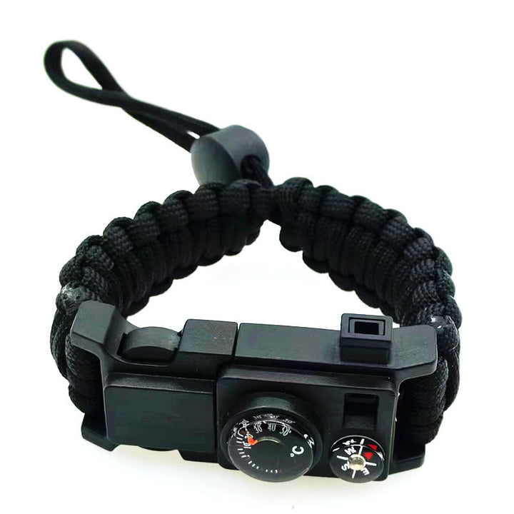 Bracelet de survie multi-outils pour le camping en plein air en paracorde - Noir ajustable - image 17