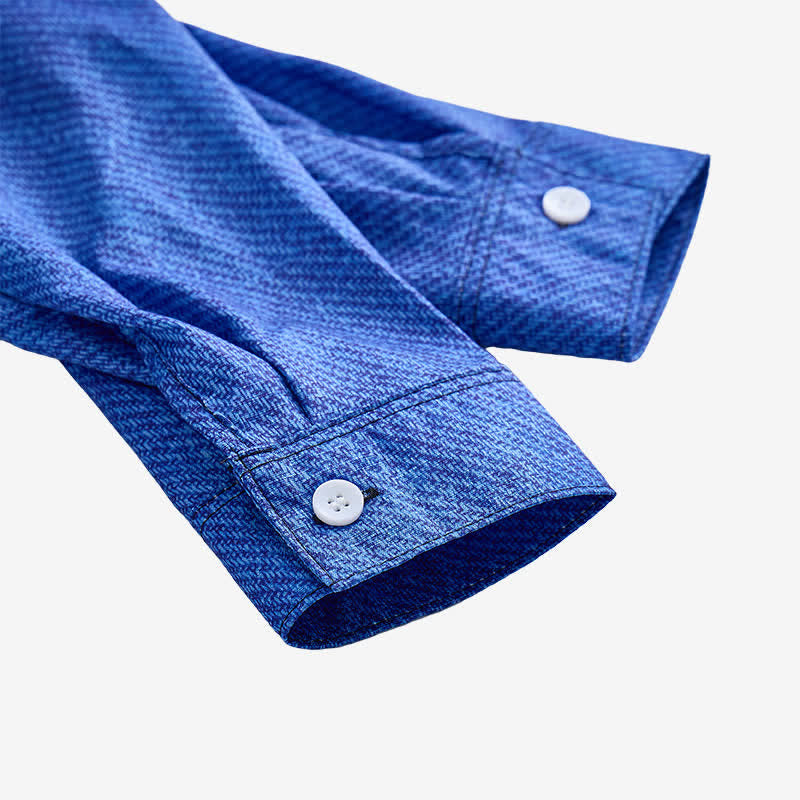 Chemise à manches longues pour homme, rayée bleue, style cowboy rétro - image 7