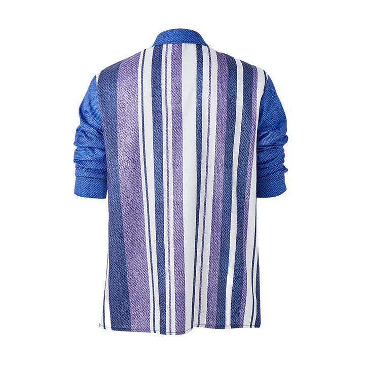 Chemise à manches longues pour homme, rayée bleue, style cowboy rétro - image 9