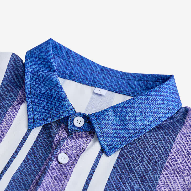 Chemise à manches longues pour homme, rayée bleue, style cowboy rétro - image 4