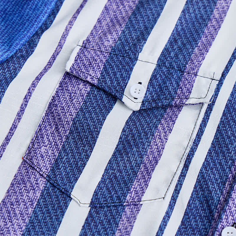 Chemise à manches longues pour homme, rayée bleue, style cowboy rétro - image 5