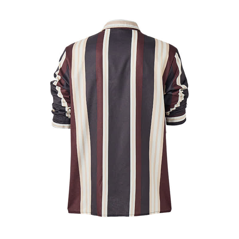 Chemise à manches longues pour homme, bordeaux et grise, à rayures verticales de style western - image 9