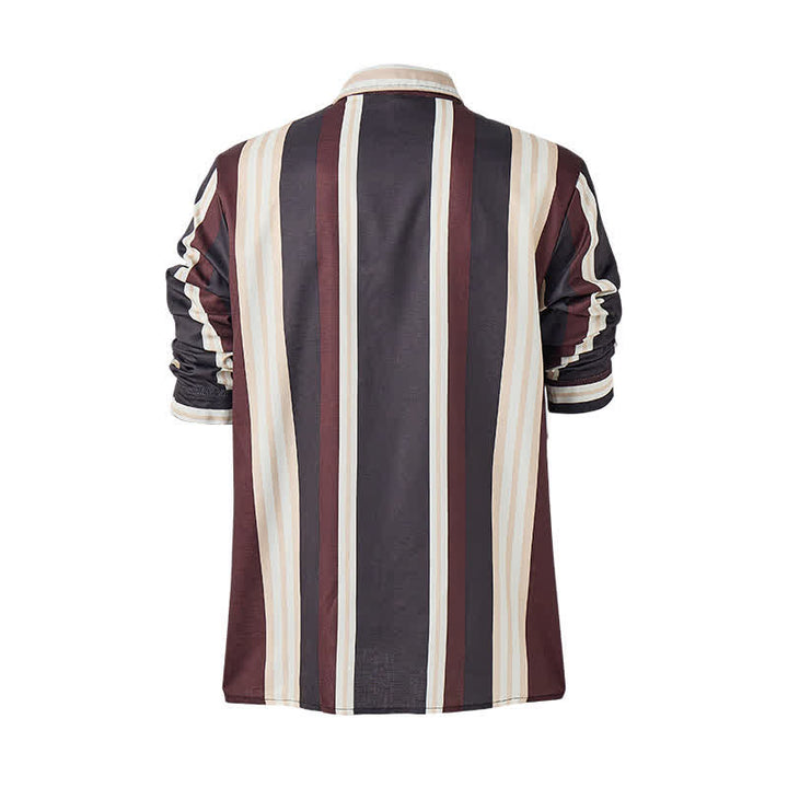 Chemise à manches longues pour homme, bordeaux et grise, à rayures verticales de style western - image 9