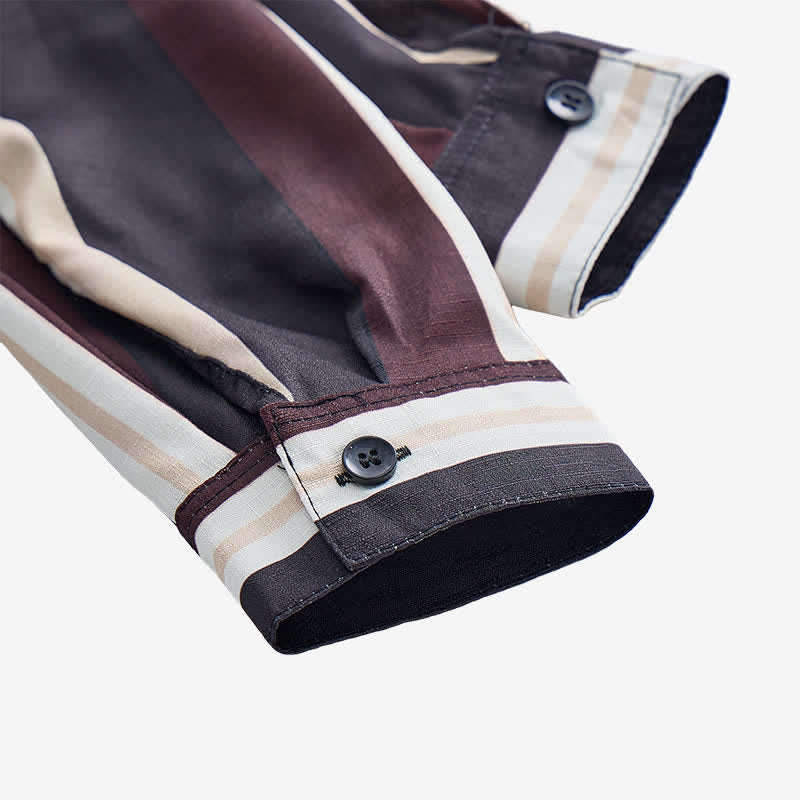 Chemise à manches longues pour homme, bordeaux et grise, à rayures verticales de style western - image 7