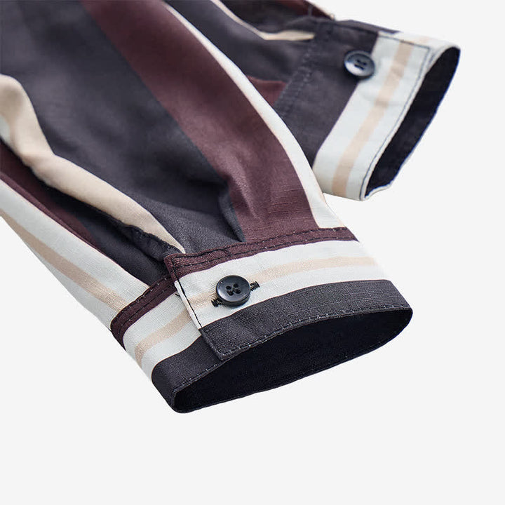 Chemise à manches longues pour homme, bordeaux et grise, à rayures verticales de style western - image 7