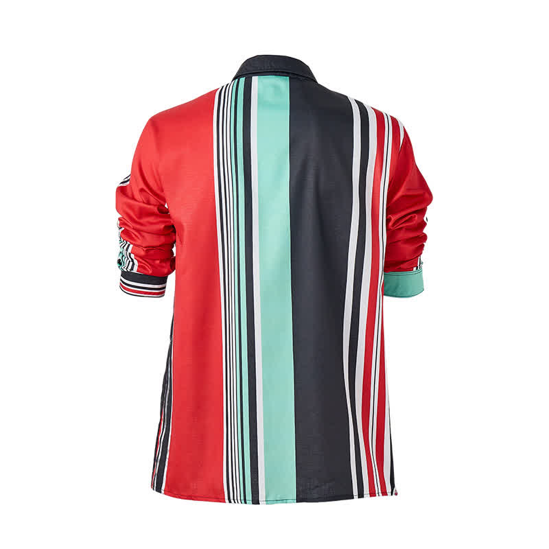 Chemise à manches longues pour homme à rayures multicolores audacieuses - image 9