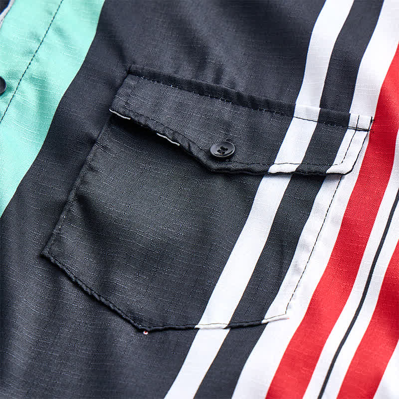 Chemise à manches longues pour homme à rayures multicolores audacieuses - image 5