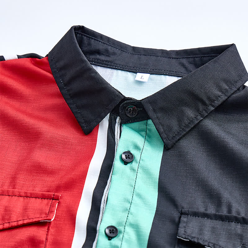 Chemise à manches longues pour homme à rayures multicolores audacieuses - image 4