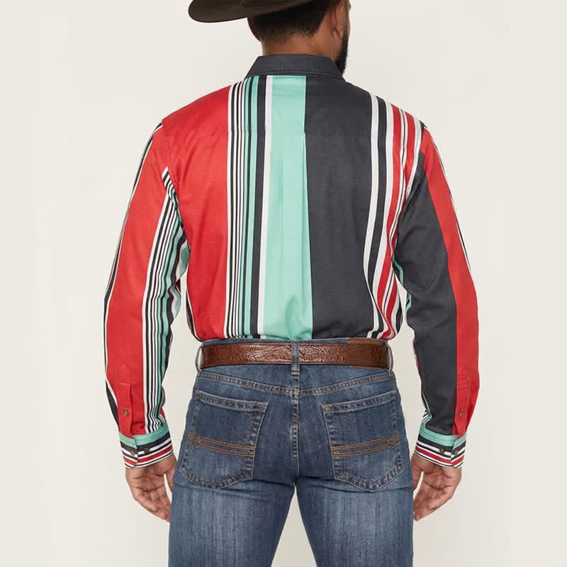 Chemise à manches longues pour homme à rayures multicolores audacieuses - image 3