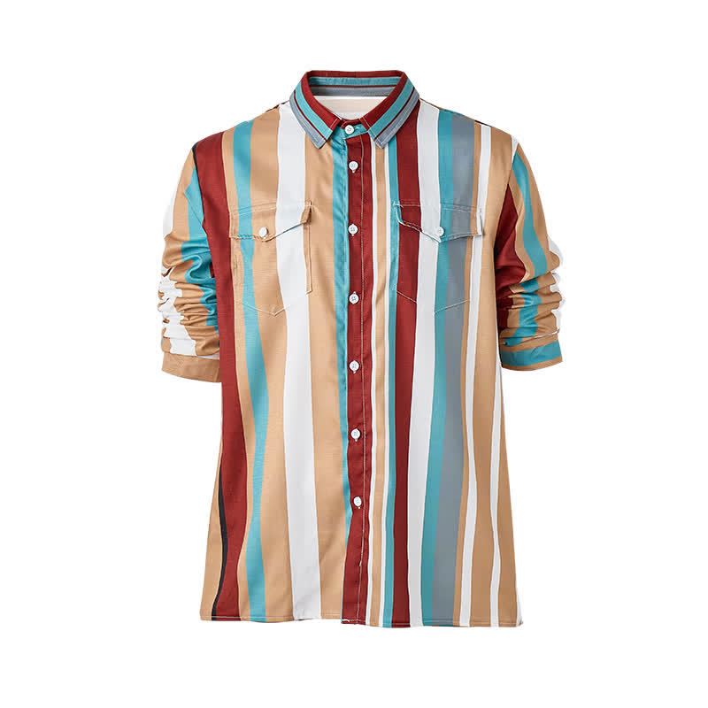 Chemise de travail à rayures verticales pour homme, résistante et durable, style ranch, manches longues - image 9