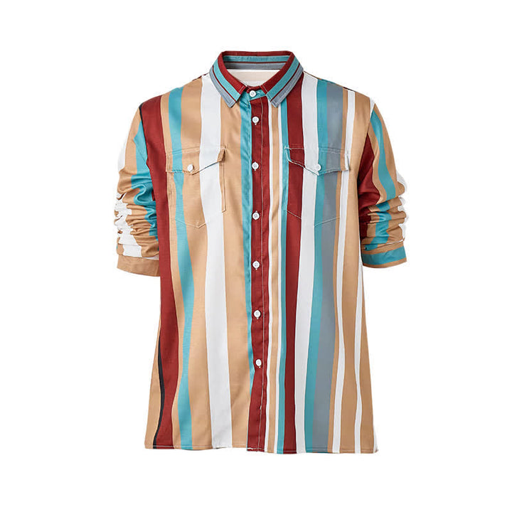 Chemise de travail à rayures verticales pour homme, résistante et durable, style ranch, manches longues - image 9