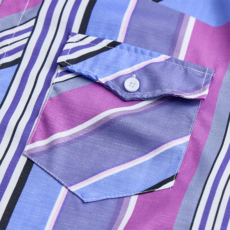 Chemise western à manches longues pour homme, bleue et violette, d'inspiration aztèque - image 5