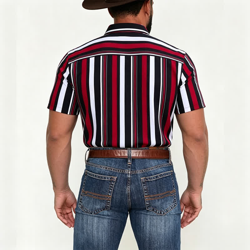 Chemise à rayures verticales rouges et noires d'inspiration rétro pour homme - image 2