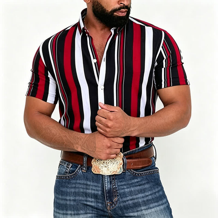 Chemise à rayures verticales rouges et noires d'inspiration rétro pour homme - image 1