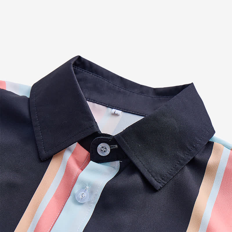 Chemise à manches courtes rayée orange et noire pour homme - image 3