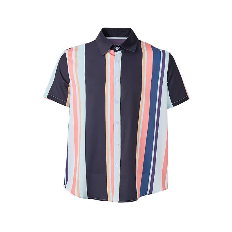 Chemise à manches courtes rayée orange et noire pour homme - image 7