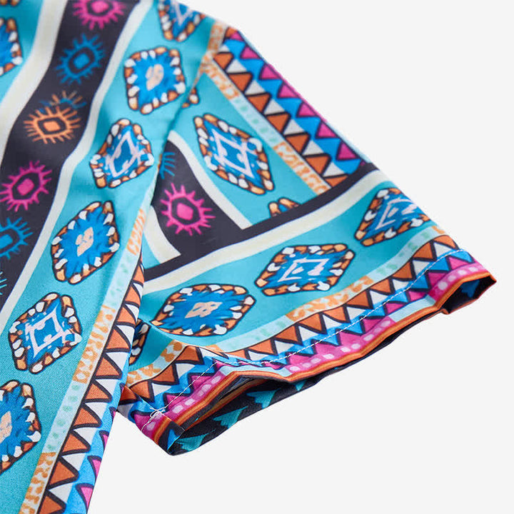 Chemise bohème turquoise à rayures aztèques pour homme - image 7