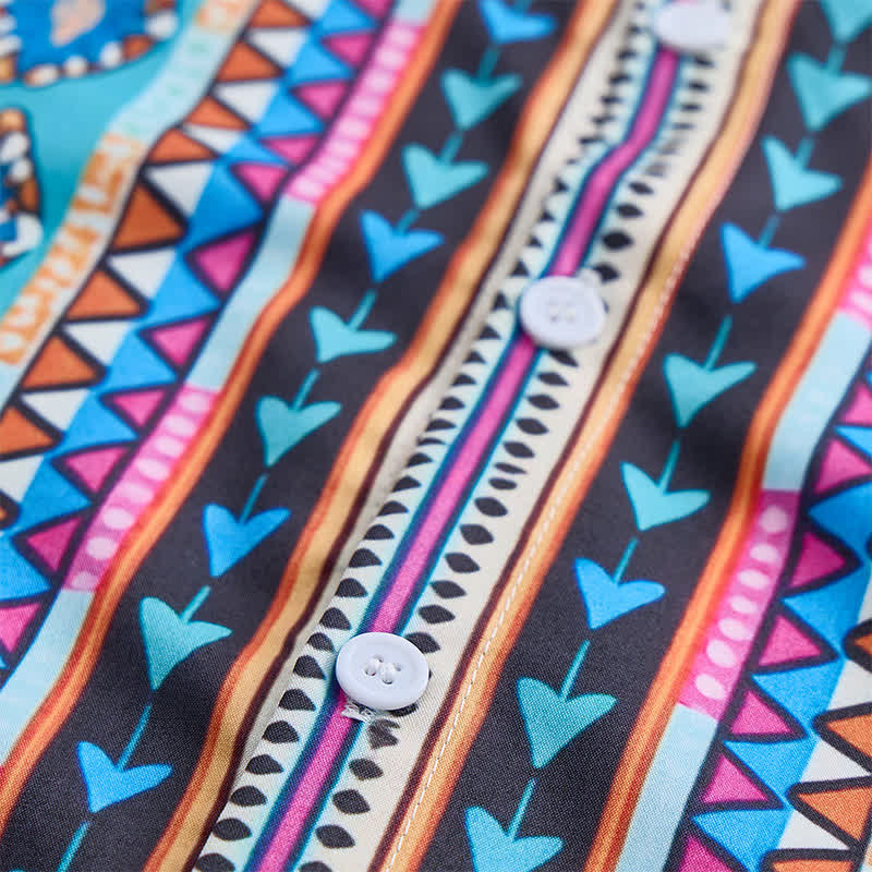 Chemise bohème turquoise à rayures aztèques pour homme - image 5