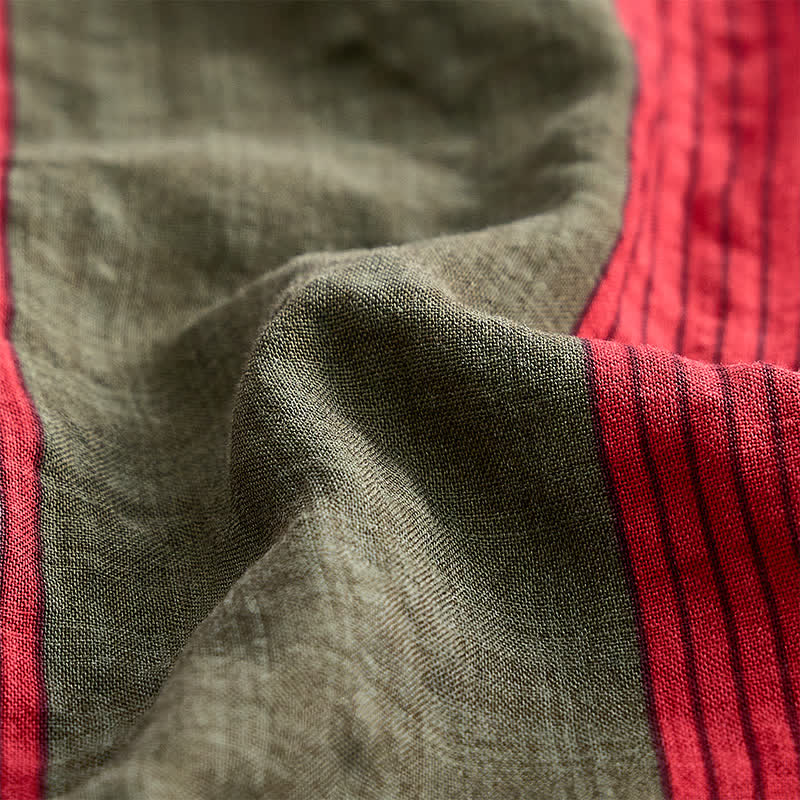 Chemise classique à rayures rouges et olive à manches courtes pour homme - image 6