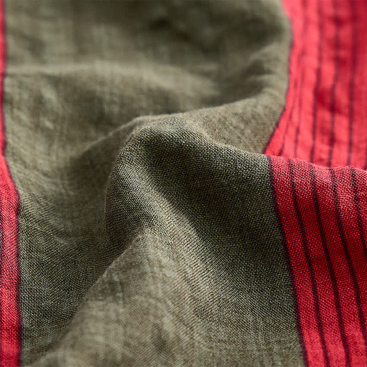 Chemise classique à rayures rouges et olive à manches courtes pour homme - image 6
