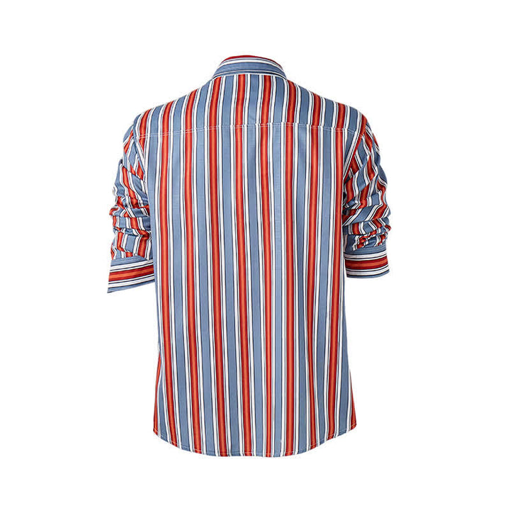 Chemise à manches longues à rayures diagonales style rodéo pour homme - image 10