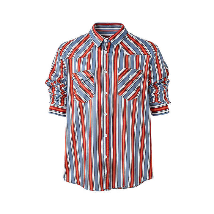Chemise à manches longues à rayures diagonales style rodéo pour homme - image 9