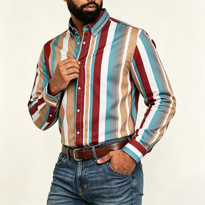 Chemise de travail à rayures verticales pour homme, résistante et durable, style ranch, manches longues - image 2