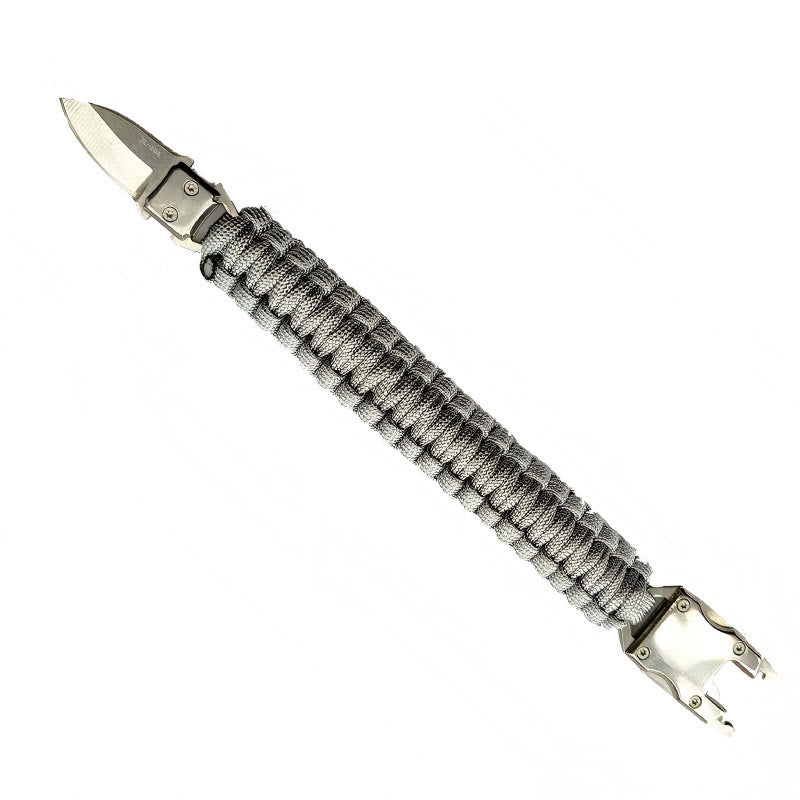 Bracelet de survie en paracorde avec couteau caché et dispositif de secours d'urgence - Argent - image 9