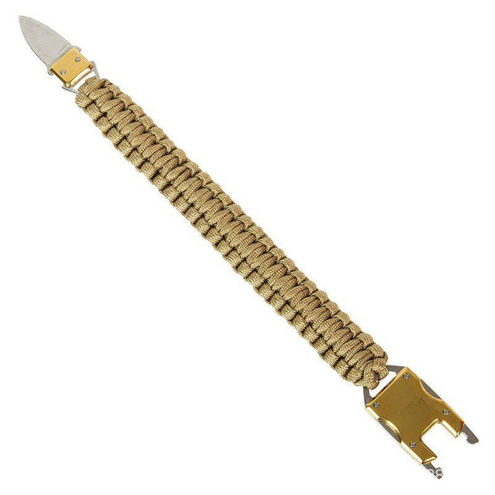 Bracelet de survie en paracorde avec couteau caché et dispositif de secours d'urgence - Brun - image 8
