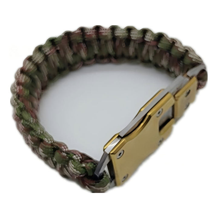 Bracelet de survie en paracorde avec couteau caché et dispositif de secours d'urgence - Camouflage vert armée - image 4