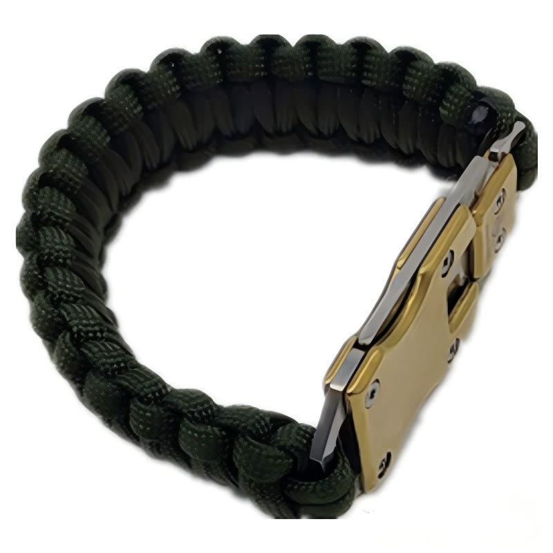 Bracelet de survie en paracorde avec couteau caché et dispositif de secours d'urgence - Vert armée - image 5