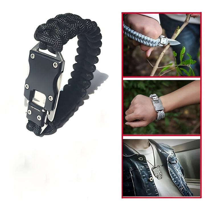 Bracelet de survie en paracorde avec couteau caché et dispositif de secours d'urgence - image 12