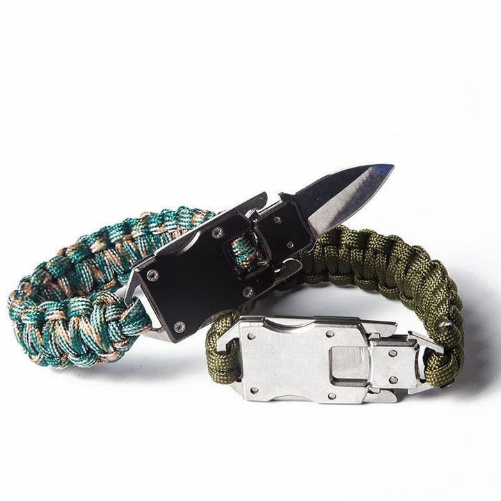 Bracelet de survie en paracorde avec couteau caché et dispositif de secours d'urgence - Camouflage forestier - image 0