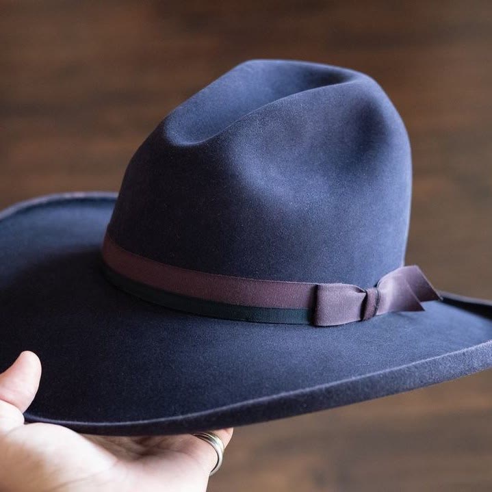 Chapeau classique rétro en feutre de pure laine - Bleu foncé - L(23 1/4") - image 0