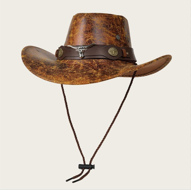 Chapeau de soleil de cowboy vintage de style américain - Café léger - M (22"-22 7/8") - image 2
