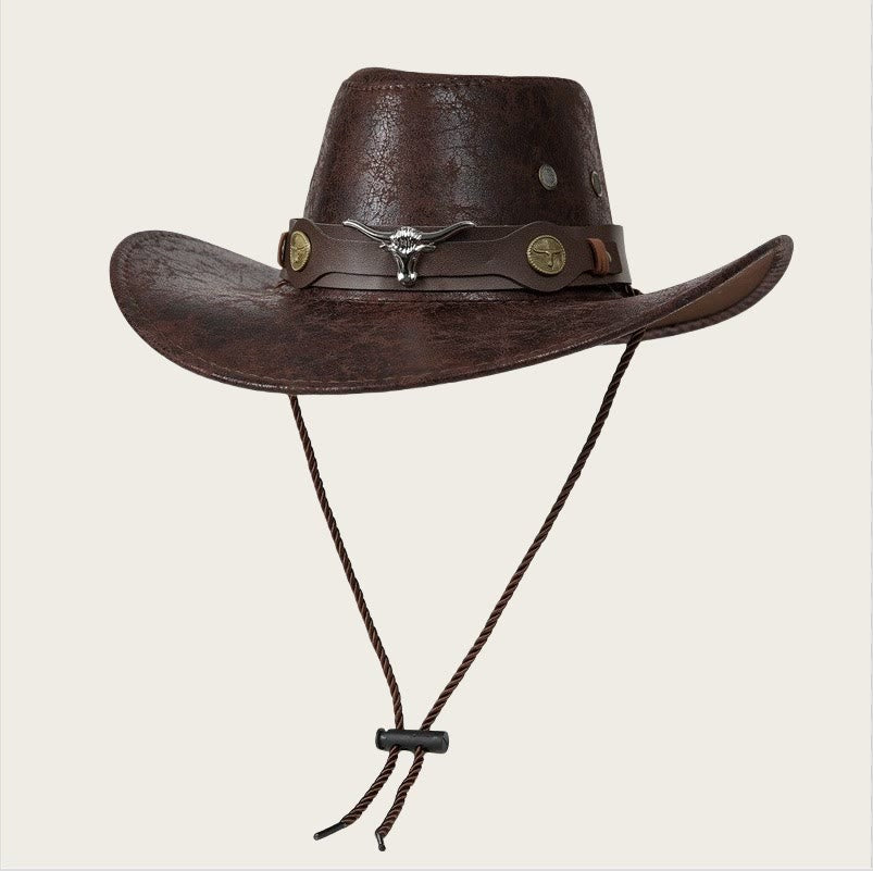 Chapeau de soleil de cowboy vintage de style américain - Café noir - M (22"-22 7/8") - image 1