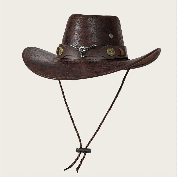 Chapeau de soleil de cowboy vintage de style américain - Café noir - M (22"-22 7/8") - image 1