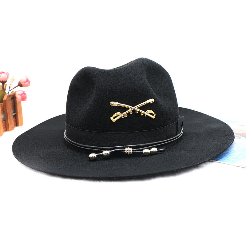 Fedora de jazz classique en laine avec haut-de-forme à ruban - Noir - Réglable (22 7/8"-23 5/8") - image 0