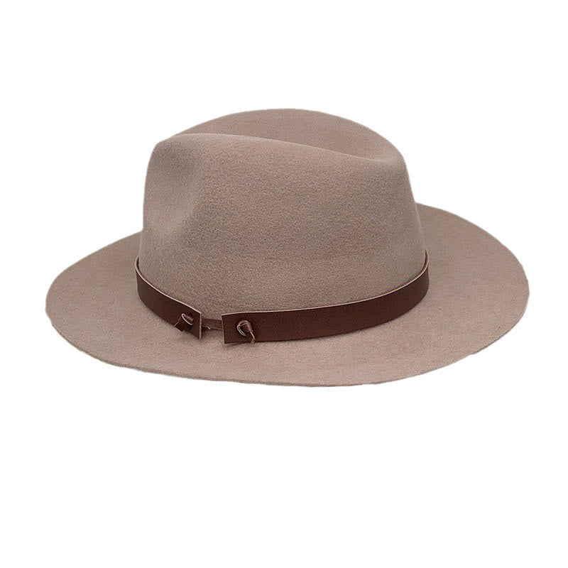 Chapeau Fedora vintage pour homme en feutre de laine avec bandeau en cuir - Chameau - Réglable (22 7/8"-23 5/8") - image 0