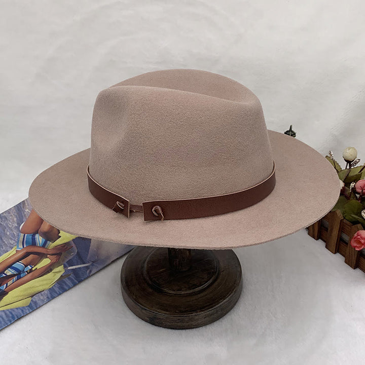 Chapeau Fedora vintage pour homme en feutre de laine avec bandeau en cuir - image 1