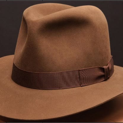 Chapeau Fedora vintage en laine style western avec nœud décoratif - Bande fine marron foncé et café - Réglable (22 7/8"-23 5/8") - image 0