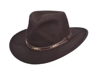 Haut-de-forme en laine style cowboy western pour homme - Café - Réglable (22 1/2"-23 1/4") - image 4