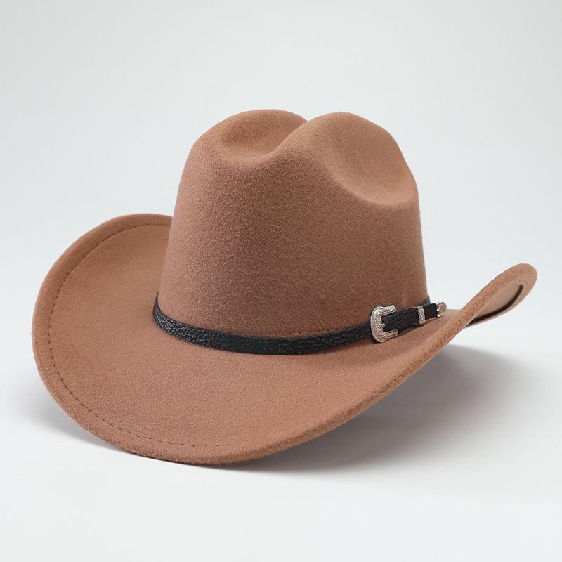 Chapeau haut-de-forme rétro western classique à large bord, style cowboy - Brun - M (22"-22 7/8") - image 2