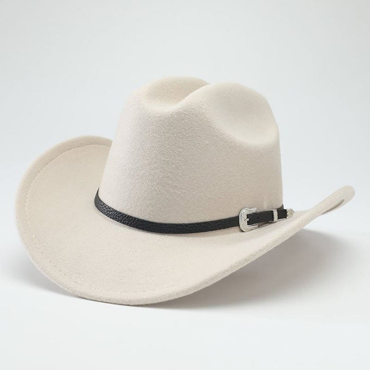 Chapeau haut-de-forme rétro western classique à large bord, style cowboy - Beige - M (22"-22 7/8") - image 1