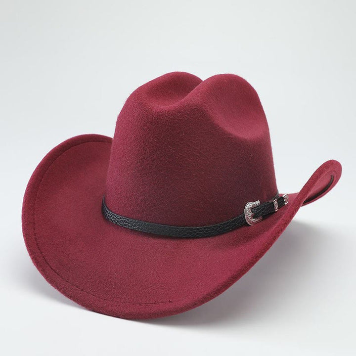 Chapeau haut-de-forme rétro western classique à large bord, style cowboy - Vin - M (22"-22 7/8") - image 3