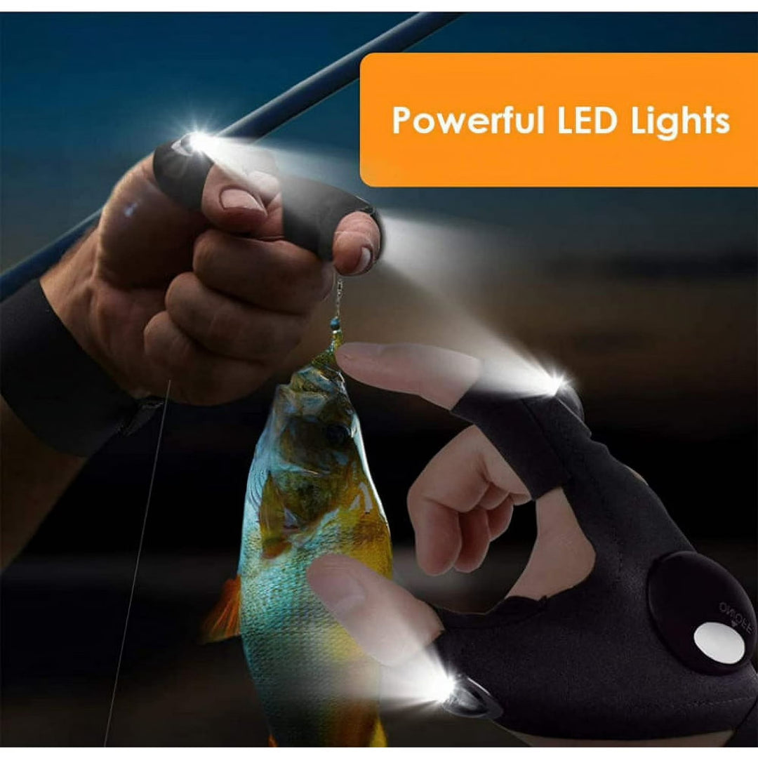 Gants de travail d'extérieur respirants avec demi-doigts lumineux à LED - image 3
