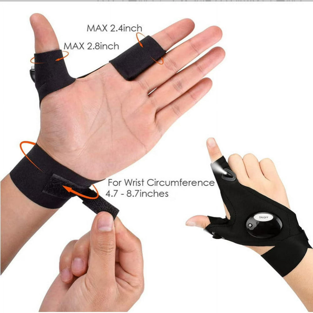Gants de travail d'extérieur respirants avec demi-doigts lumineux à LED - image 2